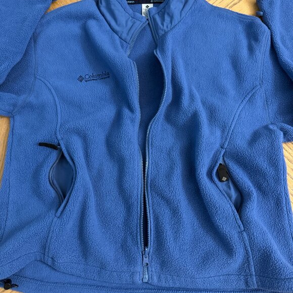 Columbia Plush Fleece Full Zip Jacket Blue With Zip Pockets Made in USA Size XL - Picture 5 of 11